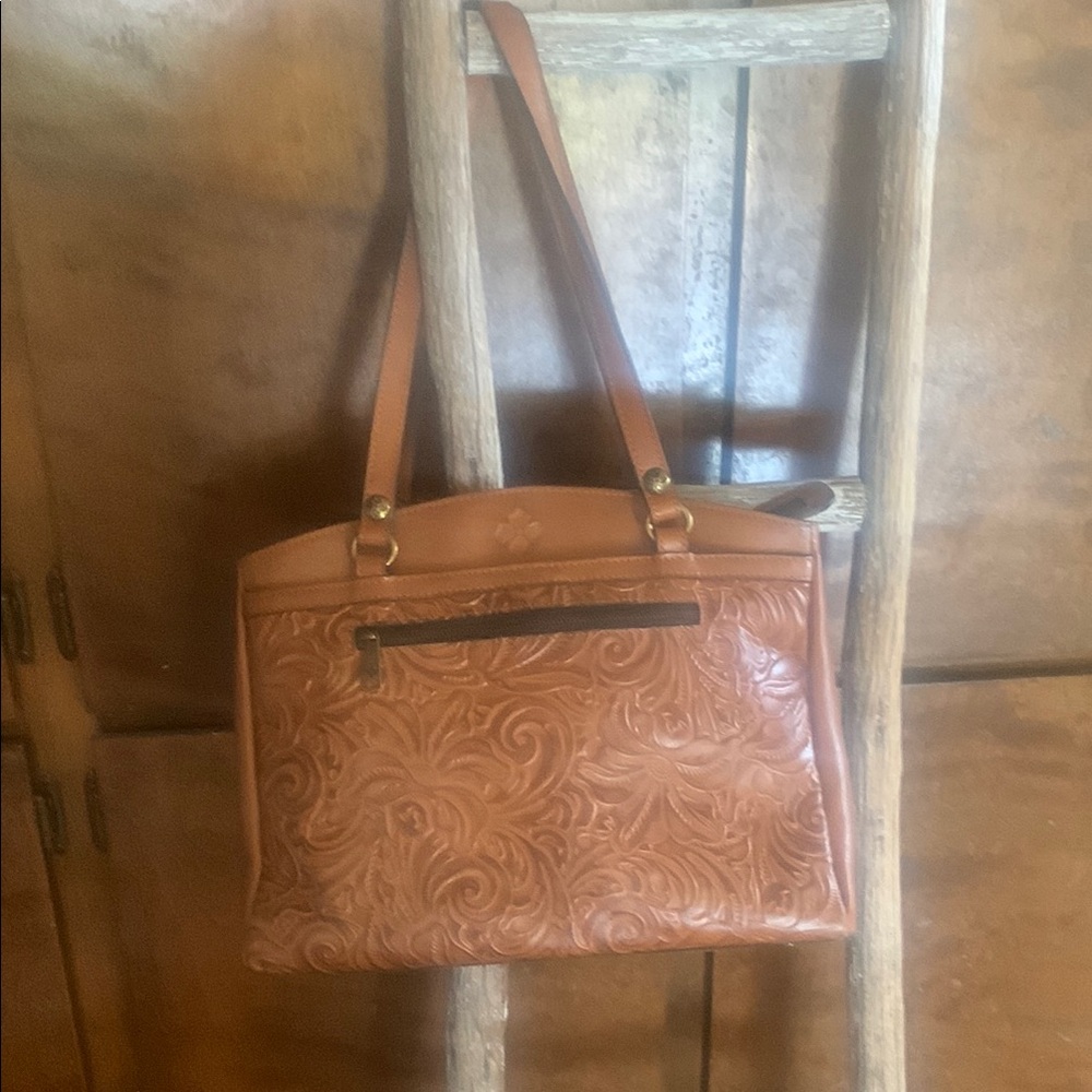 Patricia Nash Tan Leather Shoulder Bag with Textured Design